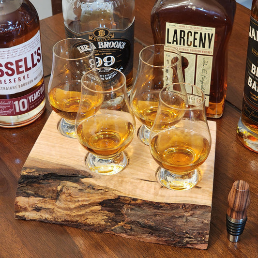 Whiskey Flight - Live Edge Maple - Hardwood - Home Entertainment - Bourbon Flight - Handmade - Wood - Decorative - Bar Accessory