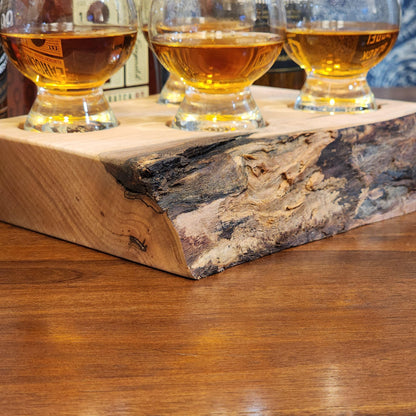 Whiskey Flight - Live Edge Maple - Hardwood - Home Entertainment - Bourbon Flight - Handmade - Wood - Decorative - Bar Accessory