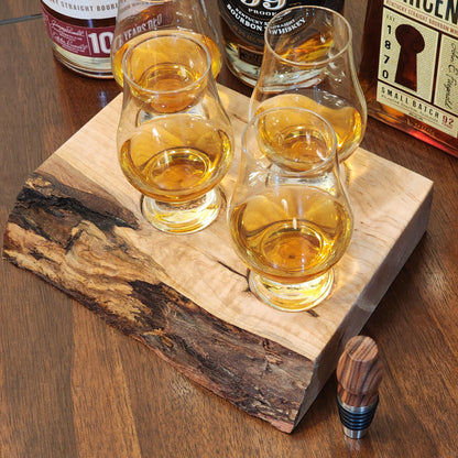 Whiskey Flight - Live Edge Maple - Hardwood - Home Entertainment - Bourbon Flight - Handmade - Wood - Decorative - Bar Accessory