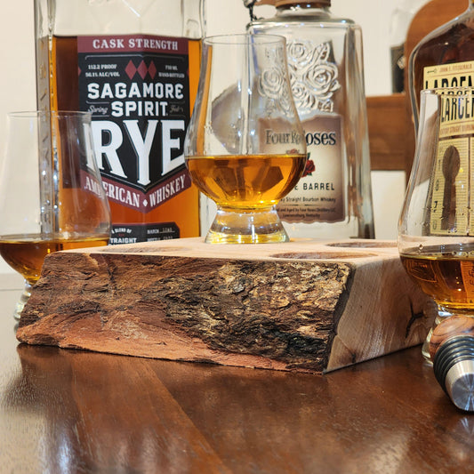 Whiskey Flight - Live Edge Maple - Hardwood - Home Entertainment - Bourbon Flight - Handmade - Wood - Decorative - Bar Accessory