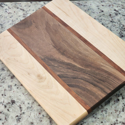 Cutting Board · Maple, Walnut & Brazilian Cherry · Handmade Kitchen Gift · Chef Decor · Housewarming Present