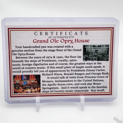 Grand Ole Opry Stage Pen | Country Music History | Country Radio History | Nashville | Twist Pen | Collectible | Handcrafted | Handmade