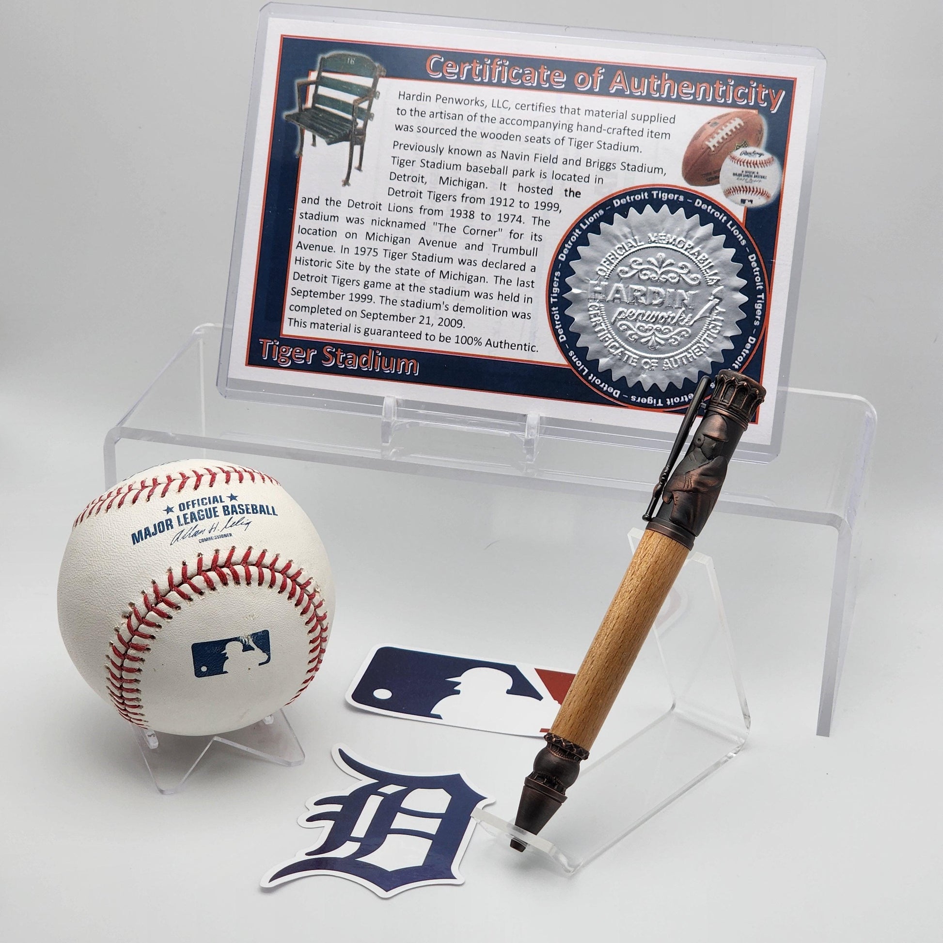 Detroit Tigers Pen – Made from Tiger Stadium Seating · Baseball Kit Bolt-Action Pen · MLB Collectible Tigers Fan Gift