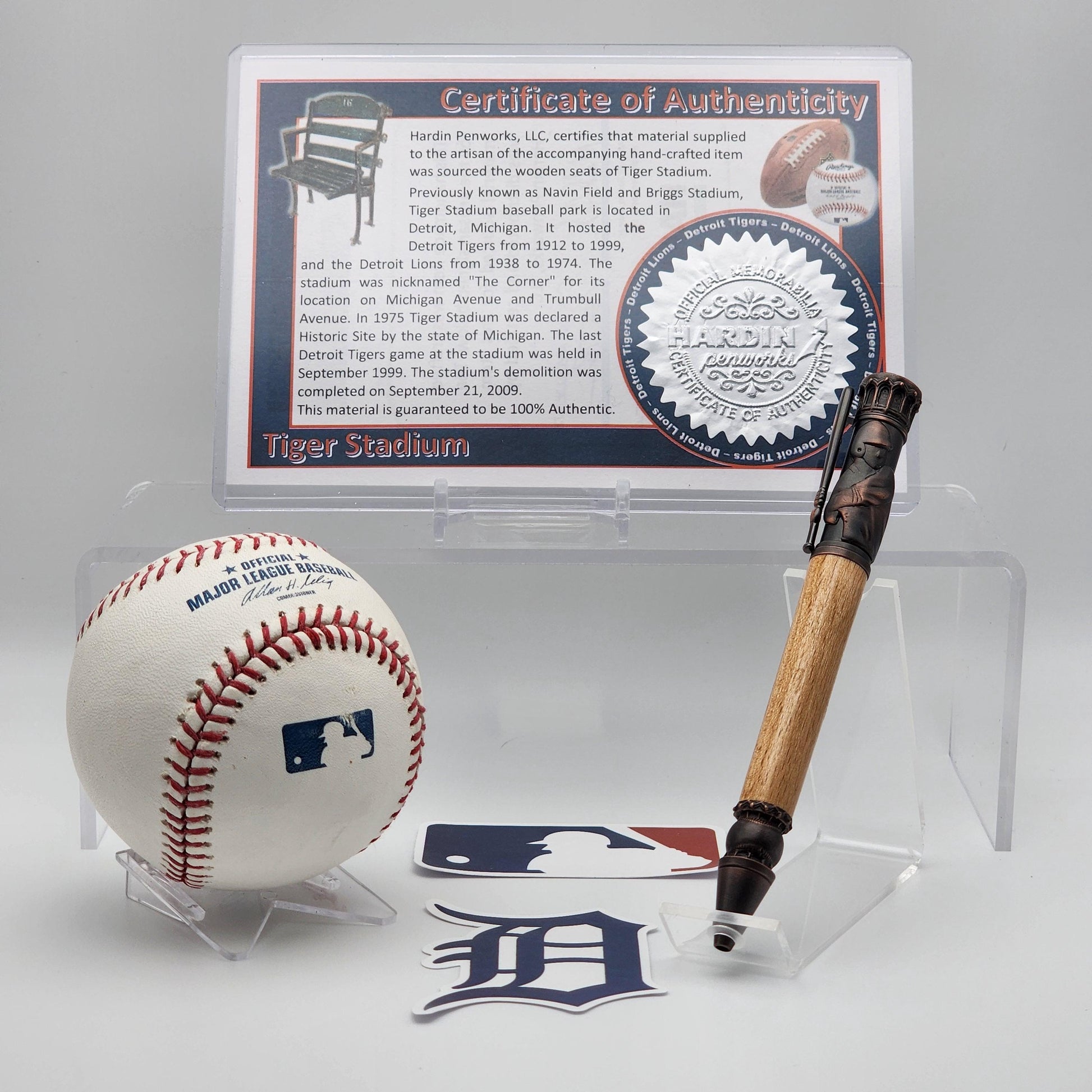 Detroit Tigers Pen – Made from Tiger Stadium Seating · Baseball Kit Bolt-Action Pen · MLB Collectible Tigers Fan Gift
