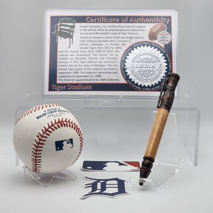 Detroit Tigers Pen – Made from Tiger Stadium Seating · Baseball Kit Bolt-Action Pen · MLB Collectible Tigers Fan Gift