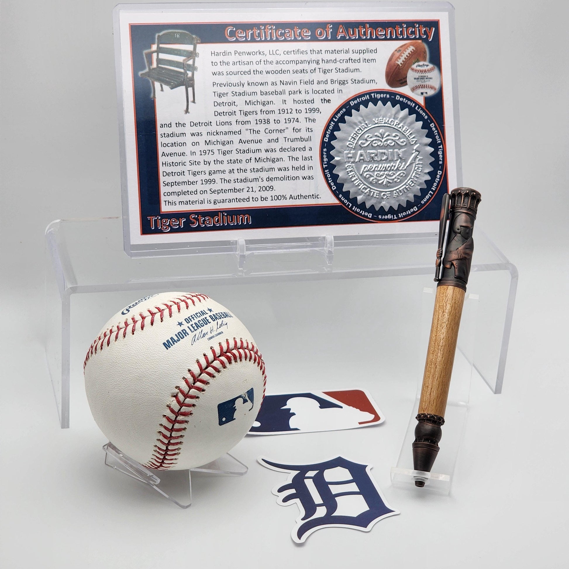 Detroit Tigers Pen – Made from Tiger Stadium Seating · Baseball Kit Bolt-Action Pen · MLB Collectible Tigers Fan Gift