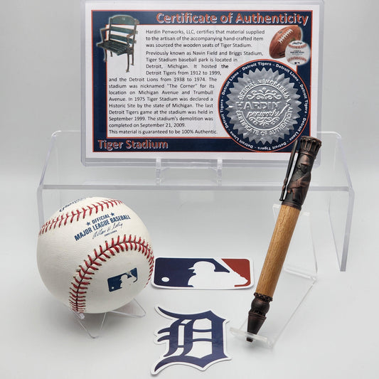 Detroit Tigers Pen – Made from Tiger Stadium Seating · Baseball Kit Bolt-Action Pen · MLB Collectible Tigers Fan Gift