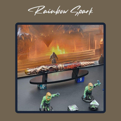 - Rainbow Spark
Copper dragon pen with multicolor resin barrel—fantasy pen inspired by elemental magic and dragon flight