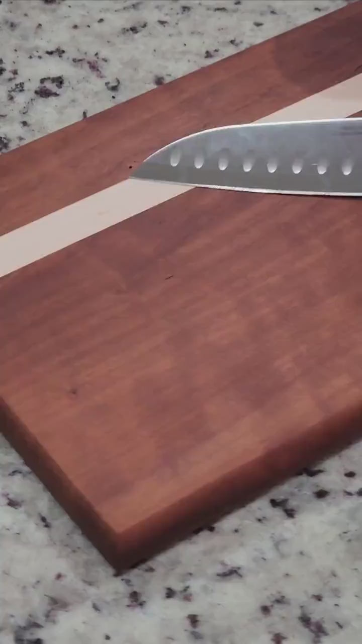 Cherry Cutting Board • Maple Accent • Handmade Hardwood • Kitchen Gift • Chef Board • Rustic Utility • 467 Woodworking
