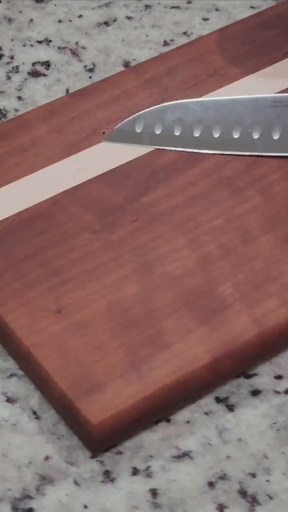 Cherry Cutting Board • Maple Accent • Handmade Hardwood • Kitchen Gift • Chef Board • Rustic Utility • 467 Woodworking
