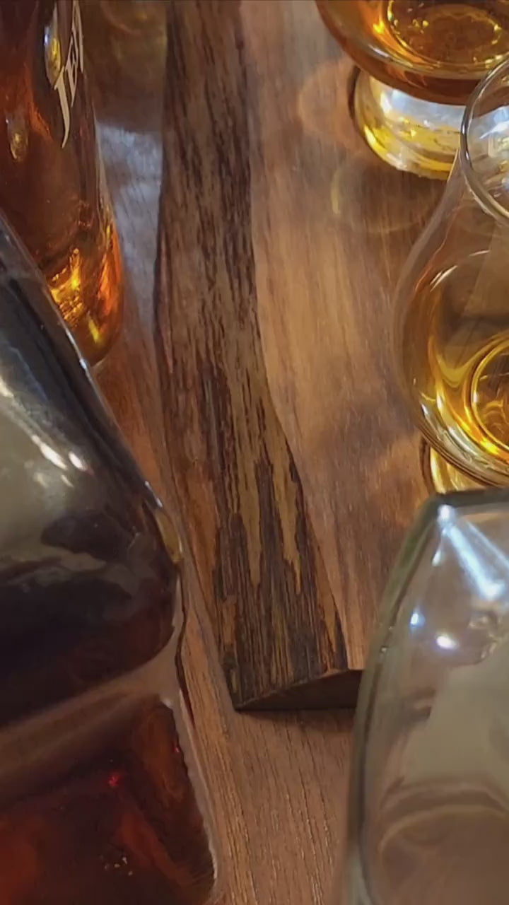 Whiskey Flight • Live Edge Walnut • Handmade Hardwood • Bourbon Tasting Tray • Bar Gift